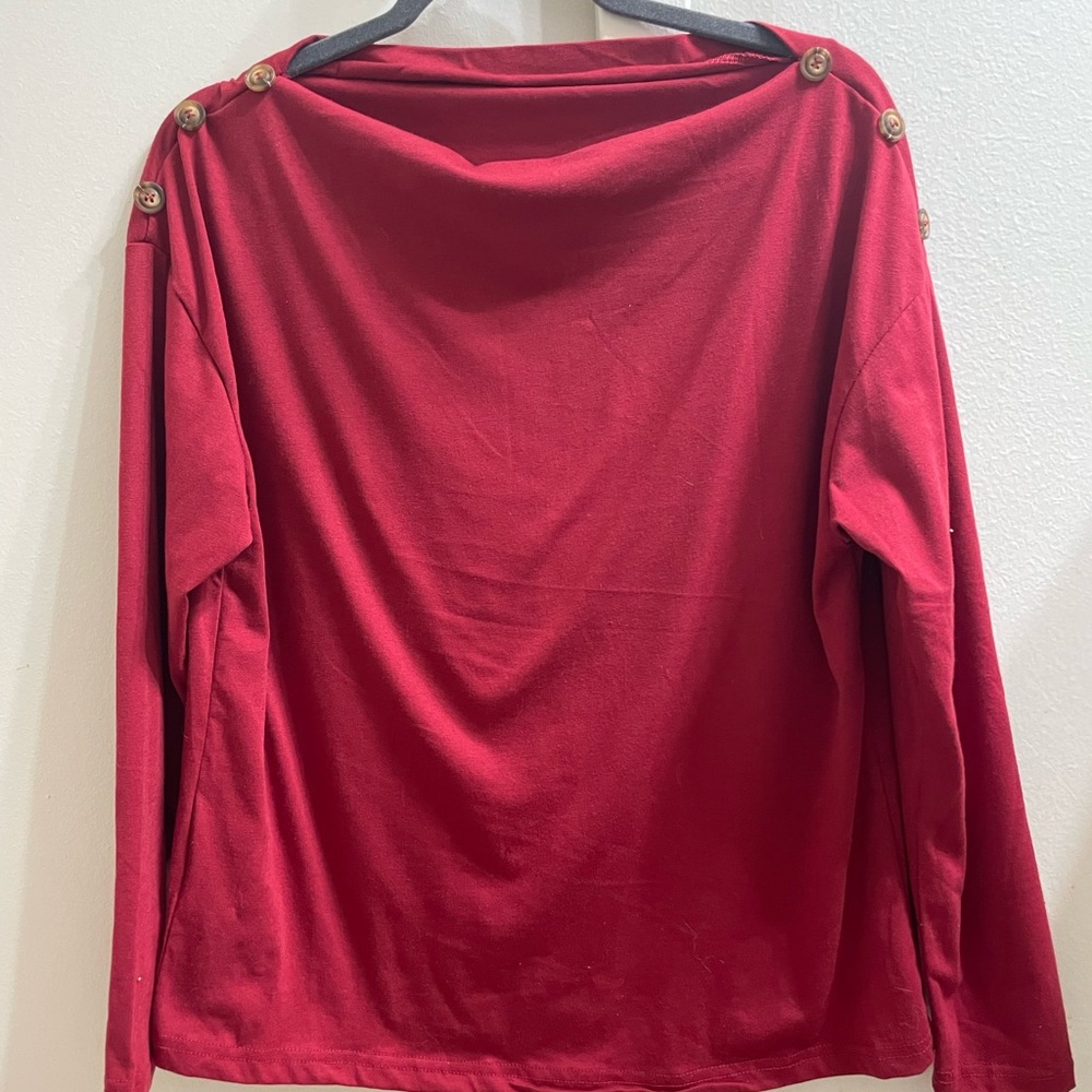 Shein • red long sleeve • bigger neck line • medium